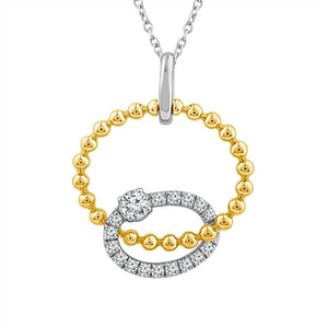 Diamond Fashion Pendant 0.25 ct tw 10k Yellow Gold+10k White Gold