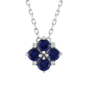 Diamond And Sapphire Fashion Pendant 0.025 ct tw 14k White Gold