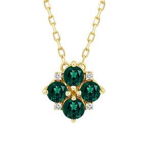 Diamond And Emerald Fashion Pendant 0.025 ct tw 14k Yellow Gold