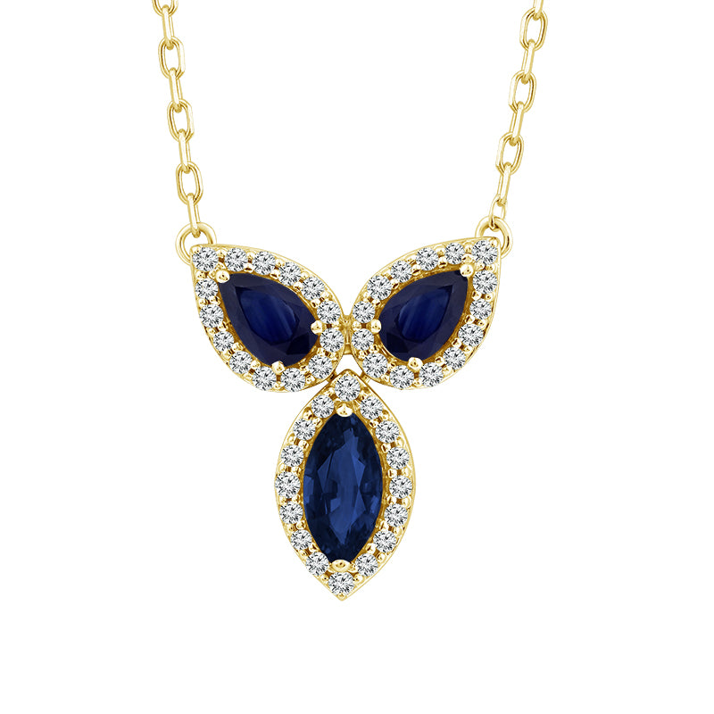 Diamond And Sapphire Fashion Pendant 0.20 ct tw 14k White Gold