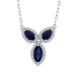 Diamond And Sapphire Fashion Pendant 0.20 ct tw 14k White Gold