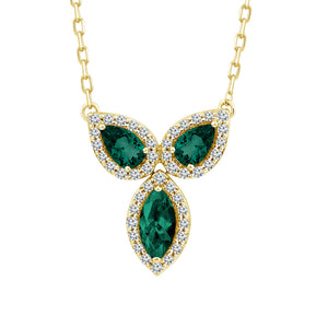 Diamond And Emerald Fashion Pendant 0.20 ct tw 14k White Gold
