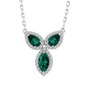 Diamond And Emerald Fashion Pendant 0.20 ct tw 14k White Gold