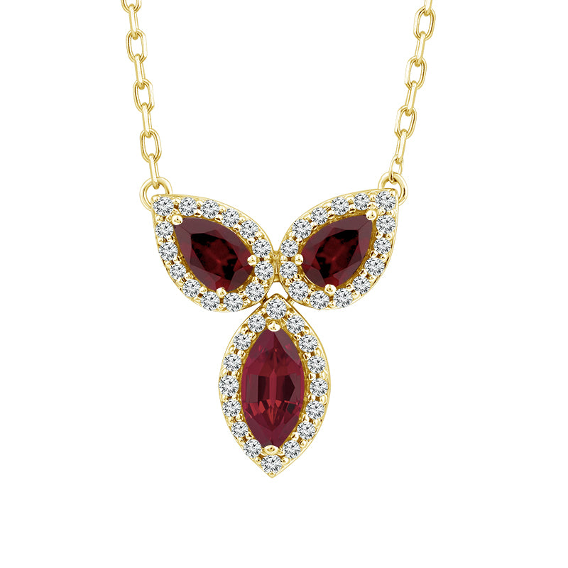 Diamond And Ruby Fashion Pendant 0.20 ct tw 14k Yellow Gold