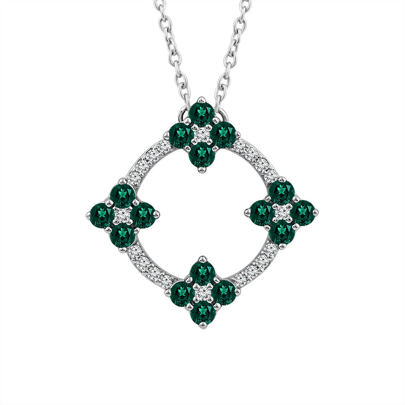 Diamond And Emerald Fashion Pendant 0.10 ct tw 14k Yellow Gold