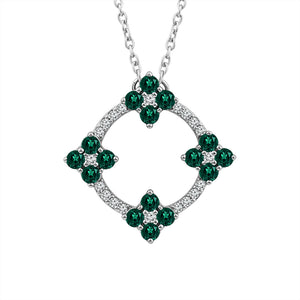 Diamond And Emerald Fashion Pendant 0.10 ct tw 14k Yellow Gold