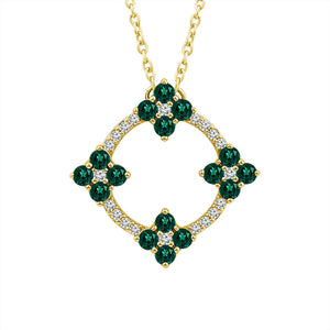 Diamond And Emerald Fashion Pendant 0.10 ct tw 14k Yellow Gold