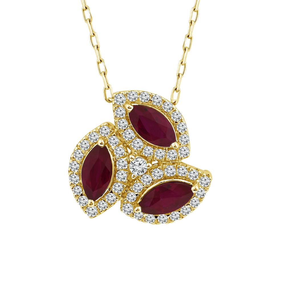 Diamond And Ruby Fashion Pendant 0.25 ct tw 14k Yellow Gold