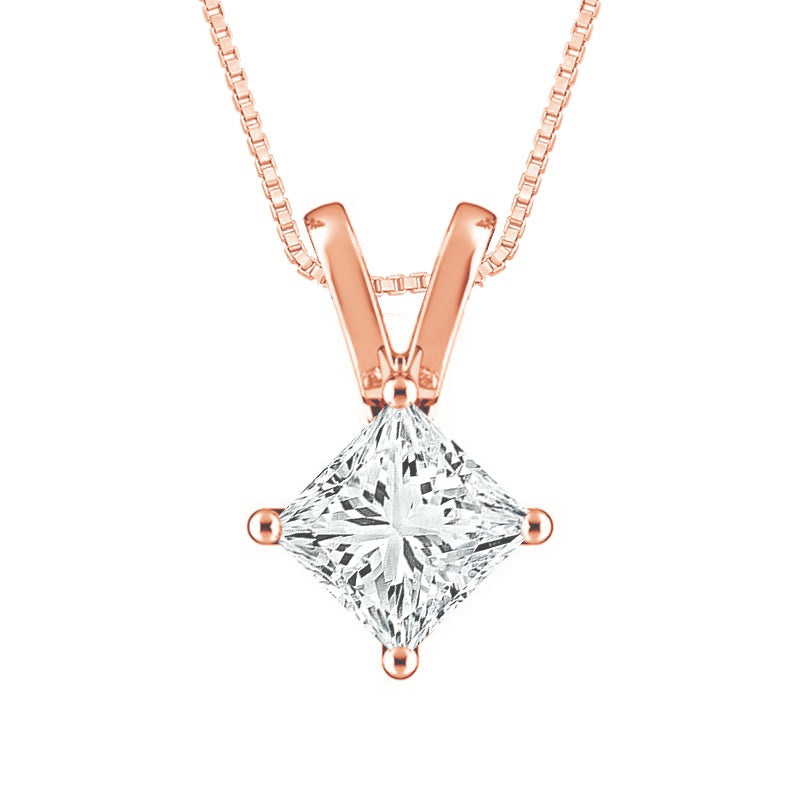 Diamond Solitaire Pendant 0.60 ct tw 14k White Gold