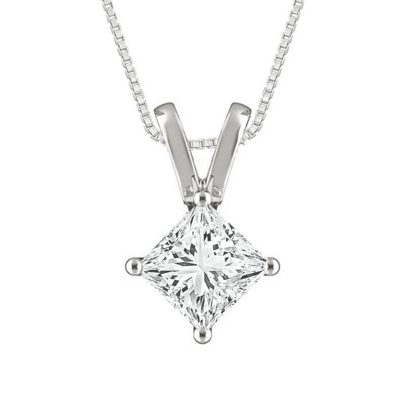 Diamond Solitaire Pendant 0.50 ct tw 14k White Gold