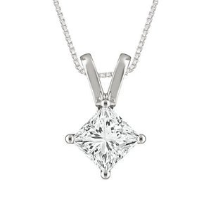 Diamond Solitaire Pendant 0.75 ct tw 14k White Gold