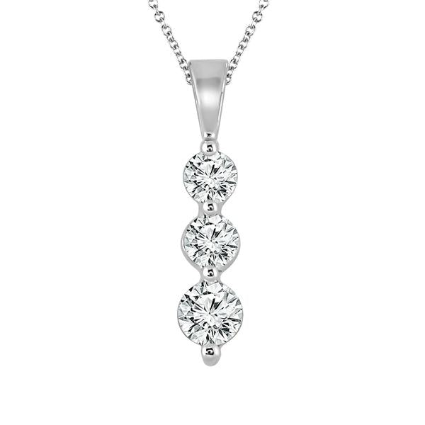 Diamond Three Stone Pendant 0.5 ct tw 14k White Gold