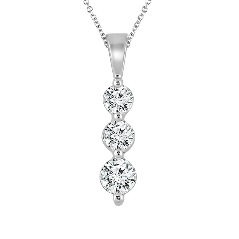 Diamond Three Stone Pendant 0.75 ct tw 14k White Gold