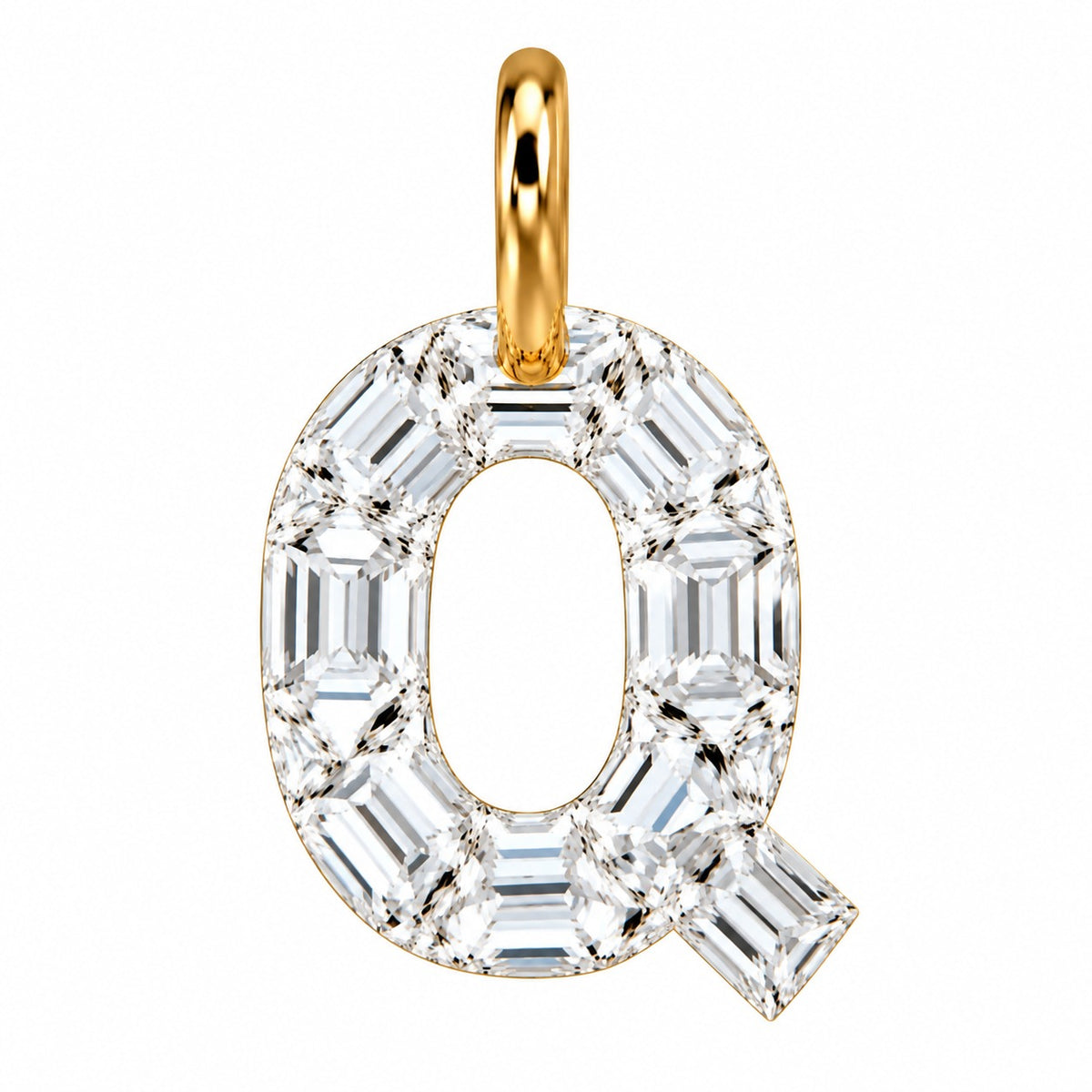 14K Gold Diamond Initial Pendant