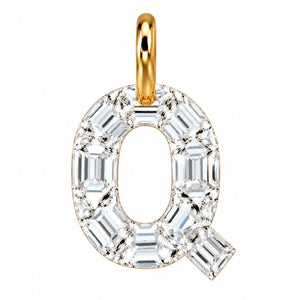 14K Gold Diamond Initial Pendant