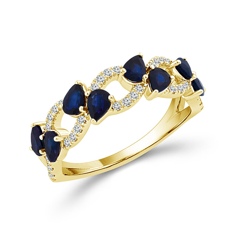 Diamond And Sapphire Band 0.17 ct tw 14K White Gold