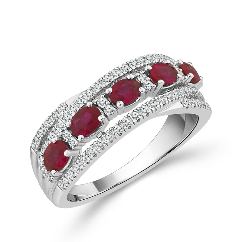 Diamond And Ruby Band 0.33 ct tw 14K White Gold