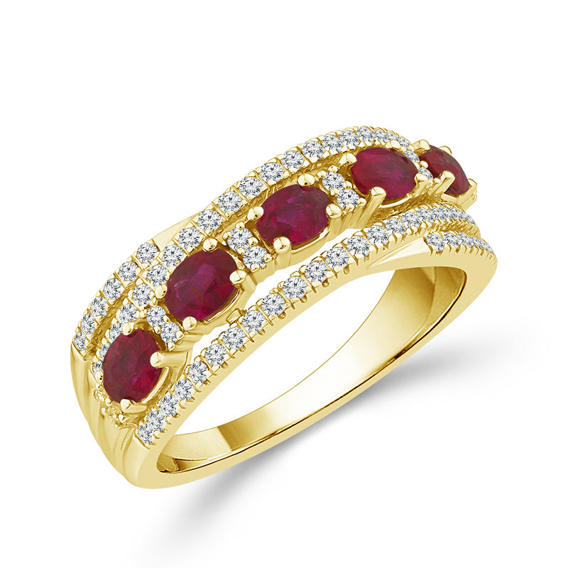 Diamond And Ruby Band 0.33 ct tw 14K White Gold