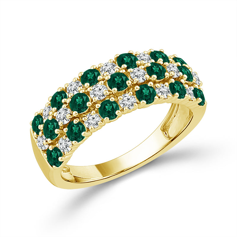 Diamond And Emerald Band 0.50 ct tw 14K Yellow Gold