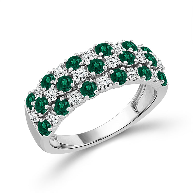 Diamond And Emerald Band 0.50 ct tw 14K Yellow Gold