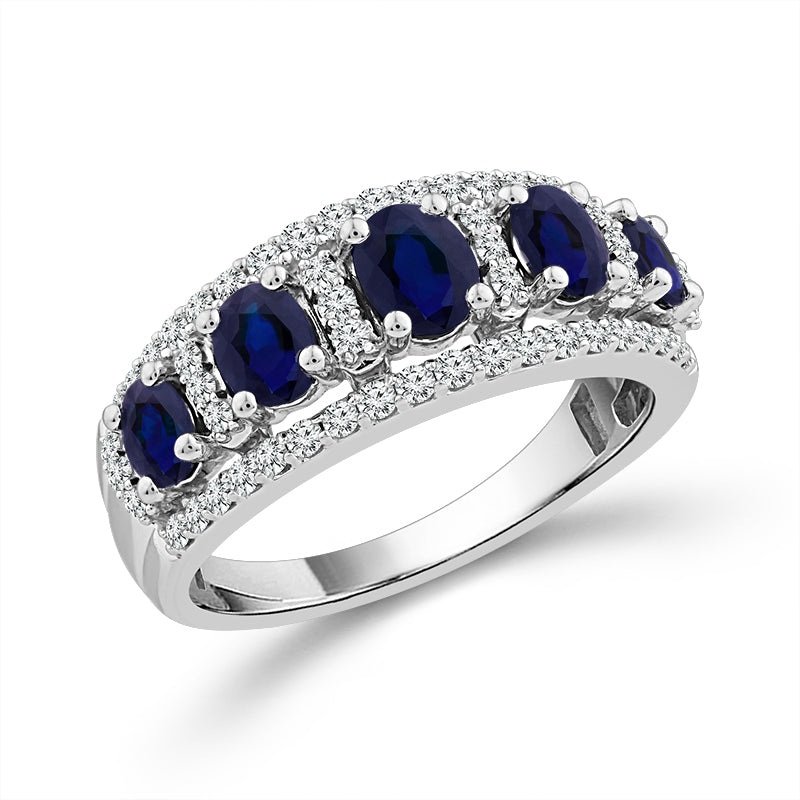 Diamond And Sapphire Band 0.40 ct tw 14K White Gold