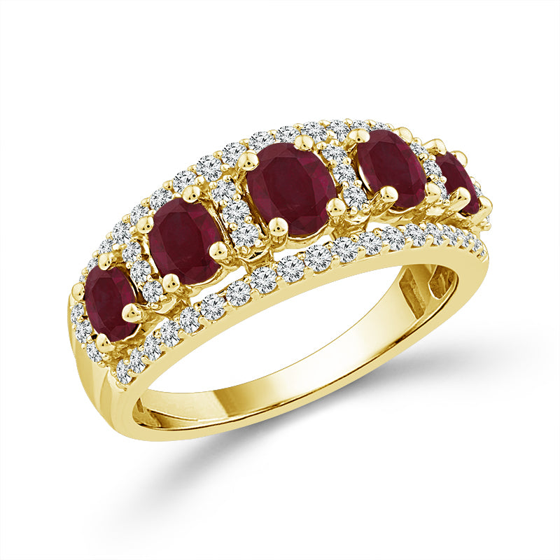 Diamond And Ruby Band 0.40 ct tw 14K Yellow Gold