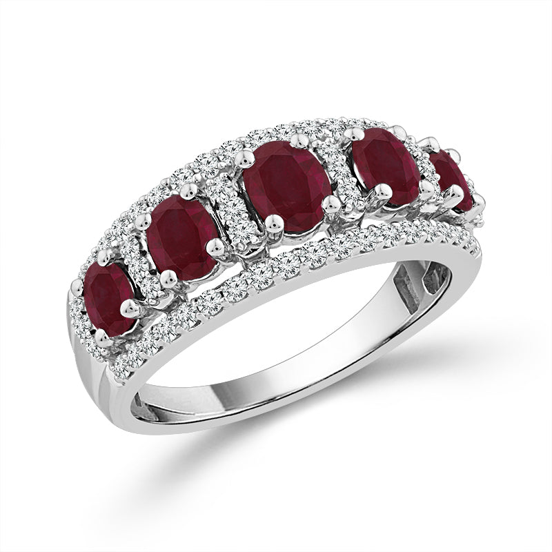 Diamond And Ruby Band 0.40 ct tw 14K Yellow Gold