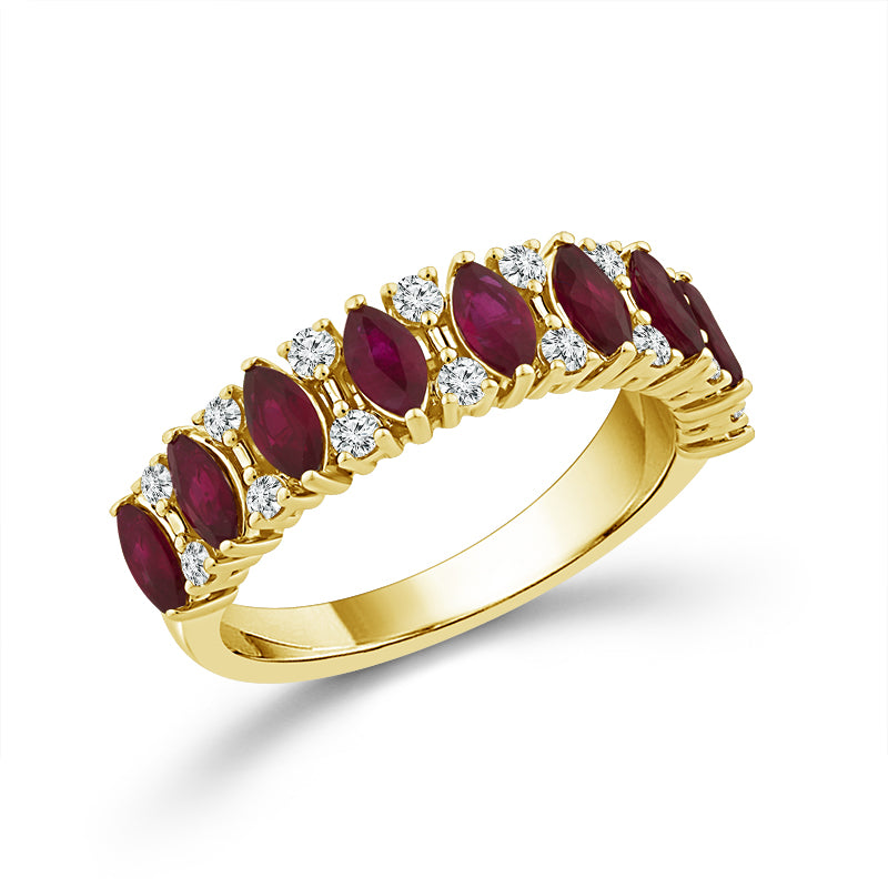 Diamond And Ruby Band 0.25 ct tw 14K Yellow Gold