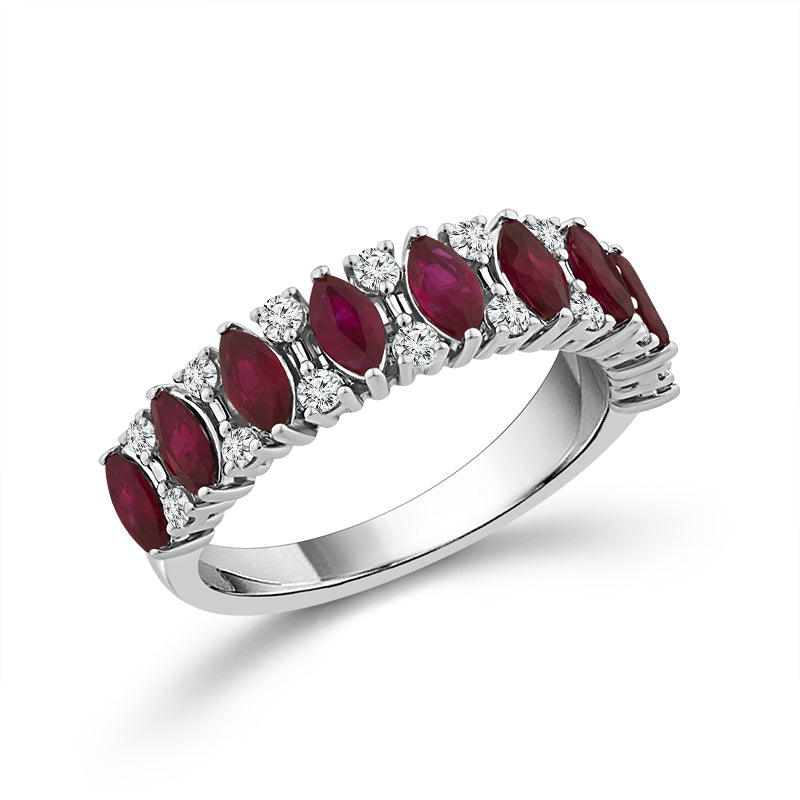 Diamond And Ruby Band 0.25 ct tw 14K Yellow Gold