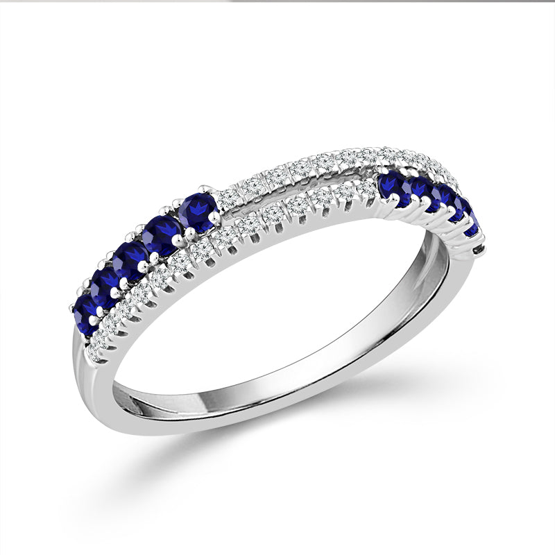 Diamond And Sapphire Band 0.13 ct tw 14K White Gold