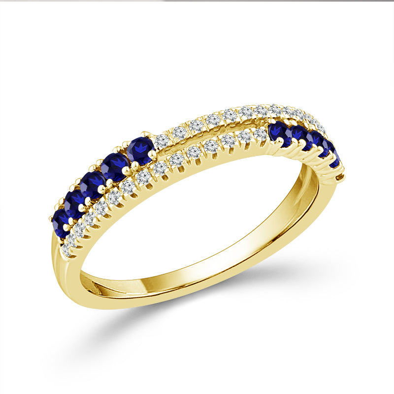 Diamond And Sapphire Band 0.13 ct tw 14K White Gold