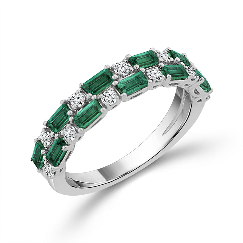 Diamond And Emerald Band 0.20 ct tw 14K Yellow Gold