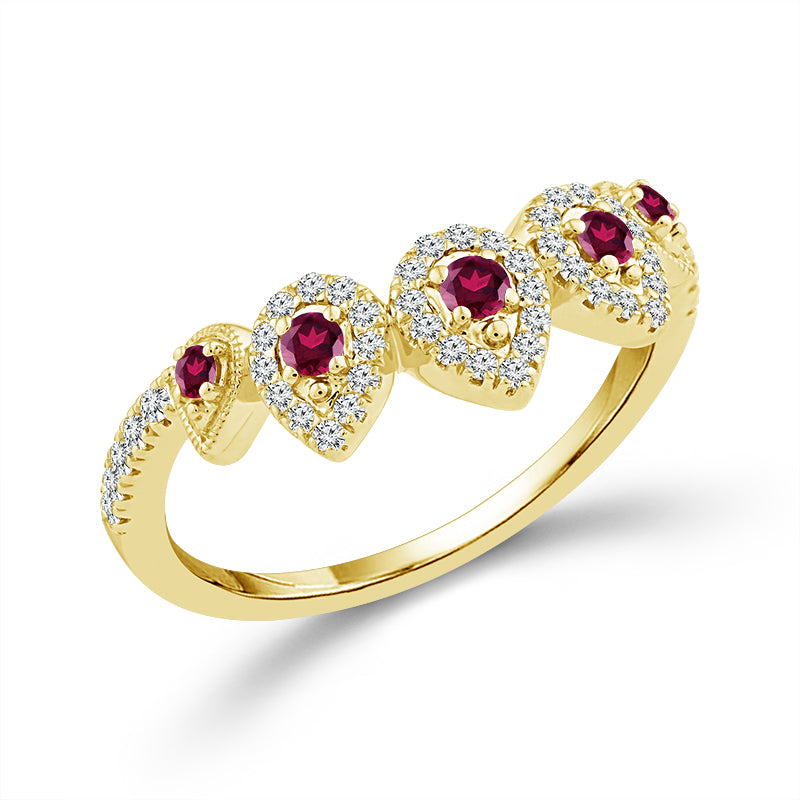 Diamond And Ruby Band 0.20 ct tw 14K Yellow Gold