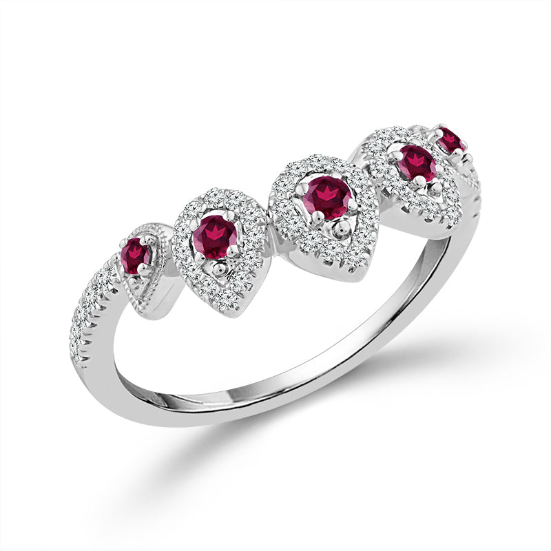Diamond And Ruby Band 0.20 ct tw 14K Yellow Gold