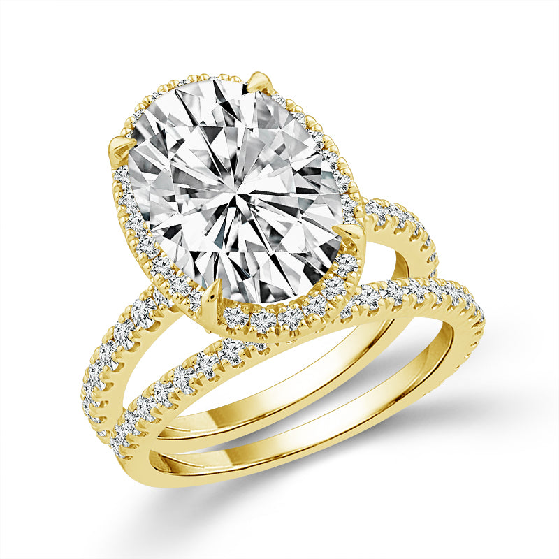 Diamond Bridal Set 1 ct tw Center Oval 14k Yellow Gold