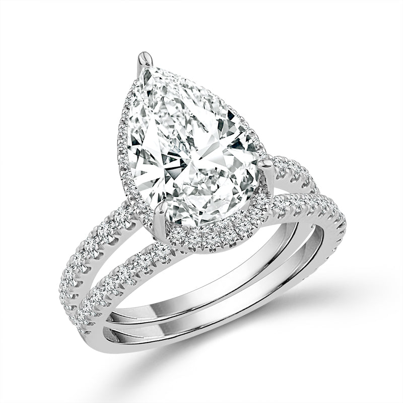 Diamond Bridal Set 1 ct tw Center Pear 14k White Gold