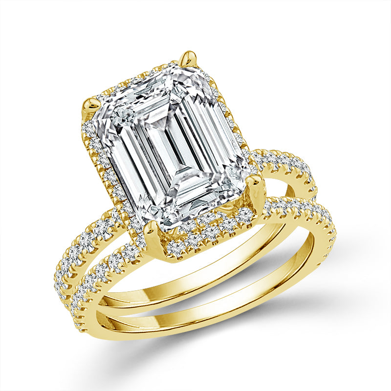 Diamond Bridal Set 1 ct tw Center Emerald 14k White Gold