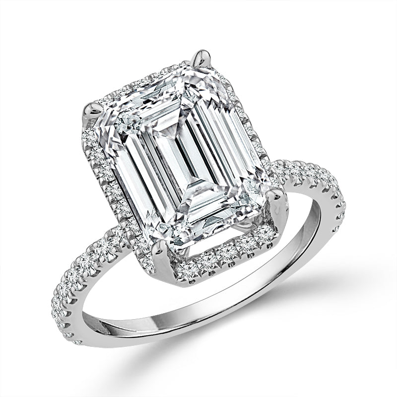 Diamond Bridal Set 1 ct tw Center Emerald 14k White Gold