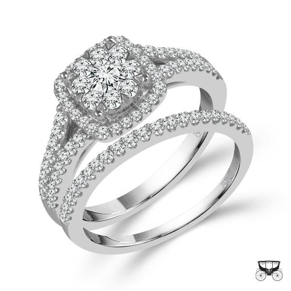Diamond Bridal Set 1 ct tw 14k White Gold