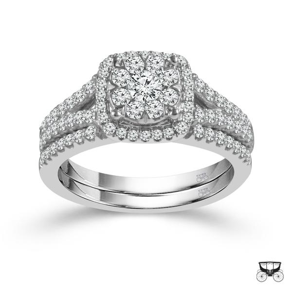 Diamond Bridal Set 1 ct tw 14k White Gold