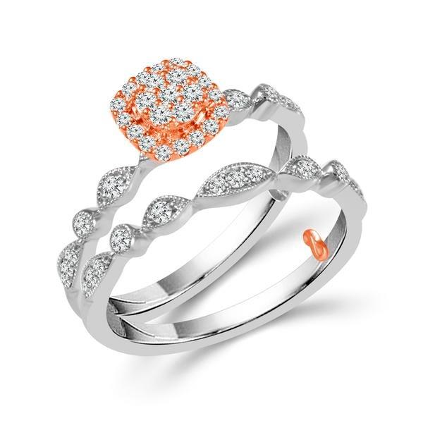 Diamond Bridal Set 0.33 ct tw 10k White Gold+10k Rose Gold