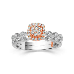 Diamond Bridal Set 0.33 ct tw 10k White Gold+10k Rose Gold