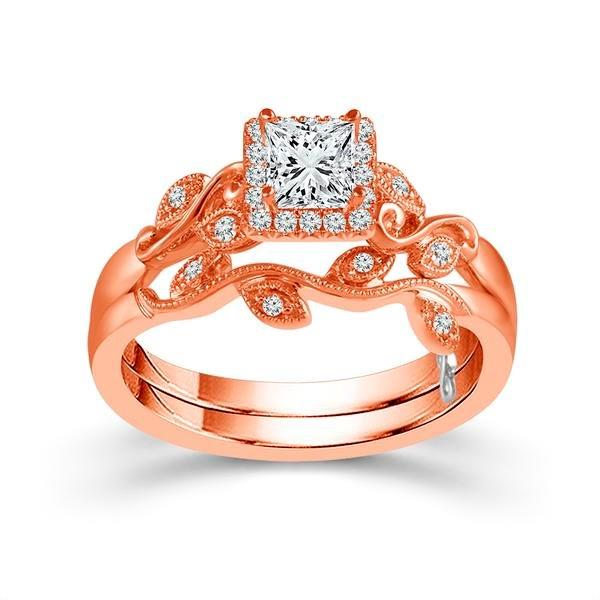 Diamond Bridal Set 0.25 ct tw 10k Rose Gold