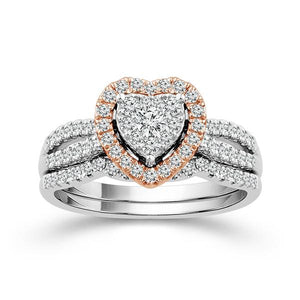Diamond Bridal Set 0.75 ct tw 10k White Gold+10k Rose Gold