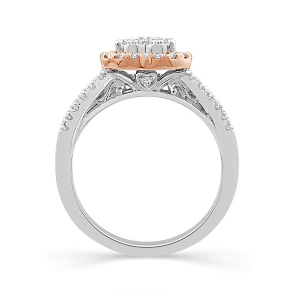 Diamond Bridal Set 0.75 ct tw 10k White Gold+10k Rose Gold
