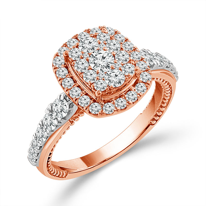 Diamond Engagement Ring 1 ct tw 14k Rose Gold+14k White Gold