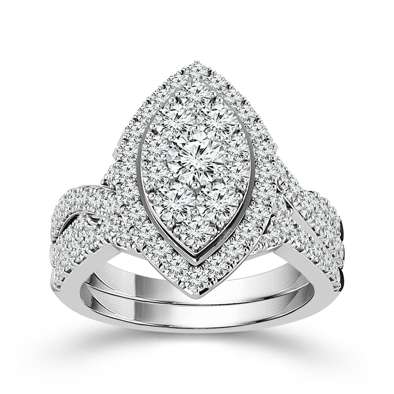 Diamond Bridal Set 1.20 ct tw 14k White Gold