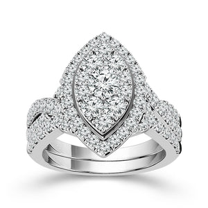 Diamond Bridal Set 1.20 ct tw 14k White Gold