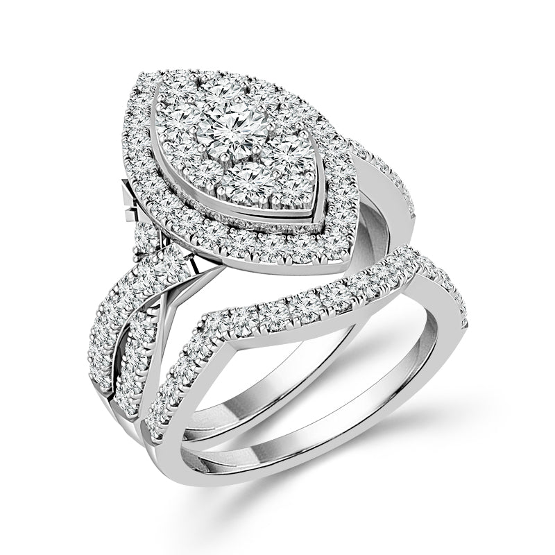 Diamond Bridal Set 1.20 ct tw 14k White Gold