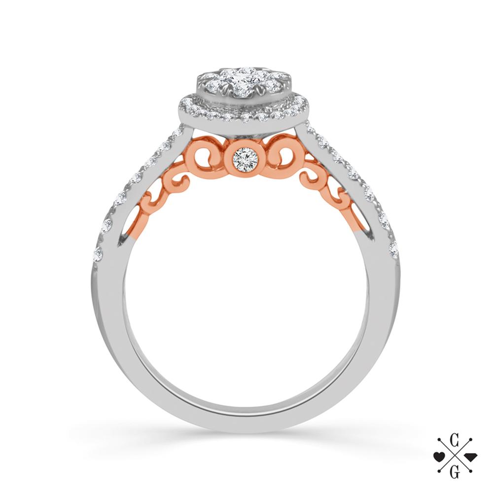 Diamond Engagement Ring 0.75 ct tw 14k White Gold+14k Rose Gold